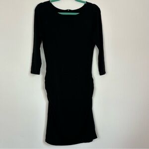 Jarbo Women’s Black Ruched Scoop Neck Bodycon Sheath Dress Minimalist 8